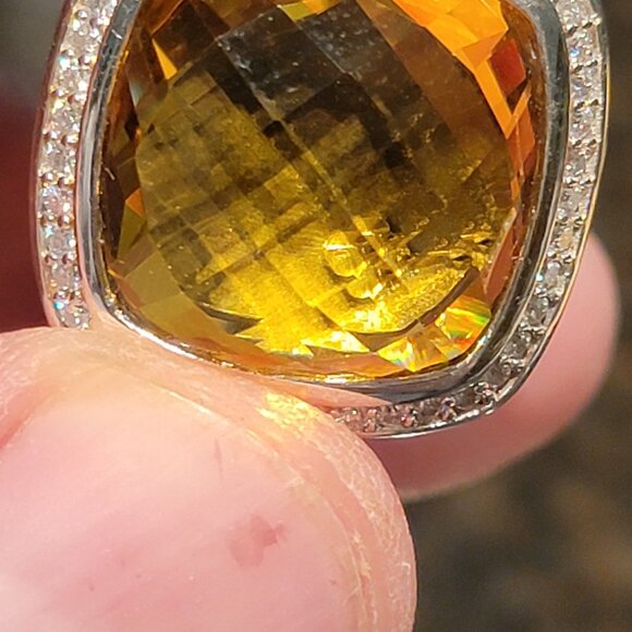 David Yurman S/S & Diamonds 17mm Lemon Citrine ALBION Ring Sz 9 - Picture 4 of 8